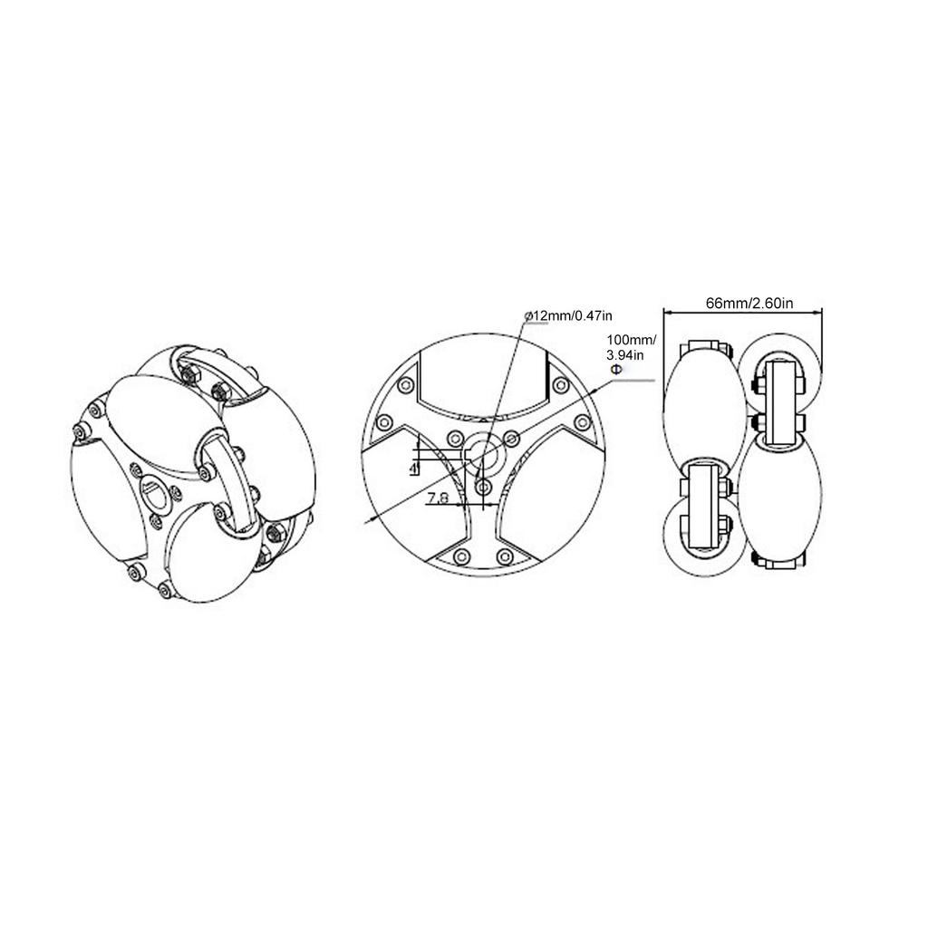 Omni Directional Wheel 100mm 80KG Load Double Row High Hardness Omni Wheel for Robot Car Cart Luggage