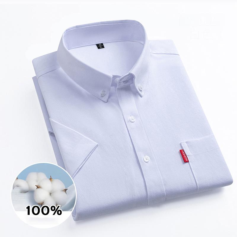 

Summer Cotton Oxford Men s Shirts Short Sleeve Solid Color Soft Regular Fit Formal Dress Shirt Social Blouse Male Clothes M-5XL S белый