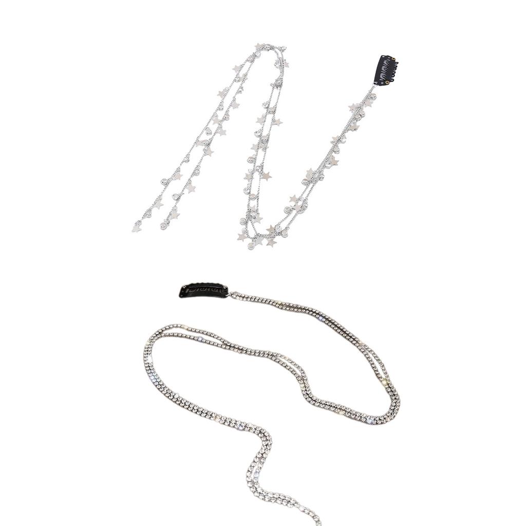 Hair Extension Chain for Braids Rhinestones Tassels Barrette Party Headwear Stylish Accessory for Women and Girls