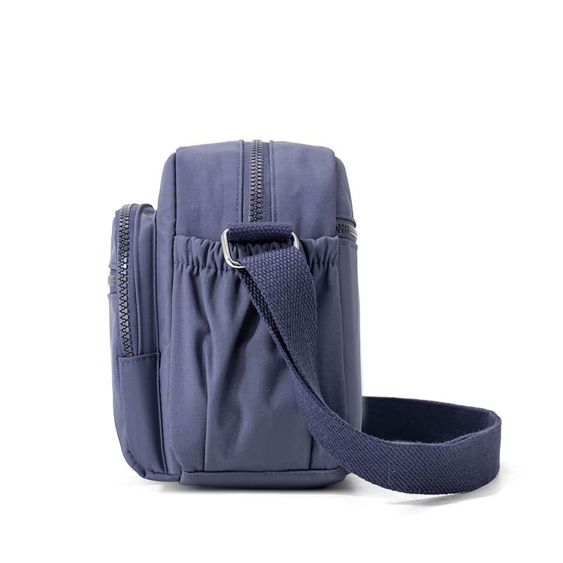Crossbody Bag Multi-Layer Pocket Shoulder Bag Water-Repellent Nylon Women's Small Square Bag