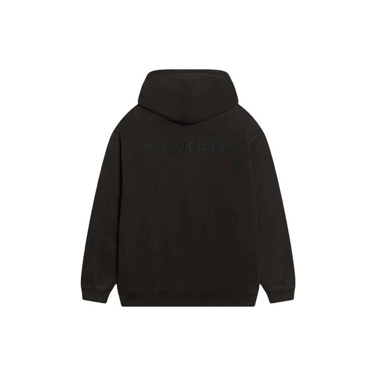Balenciaga Logo Hoodie Medium Fit 'Washed Black' Men's 600583TLVB81146