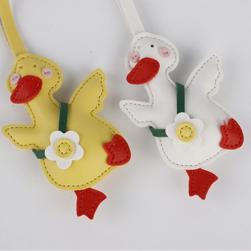 Cute Cartoon Duck Bag Charm High Quality Cute Leather Charm Bag Keyring Backpack Decoration Accessories Gifts