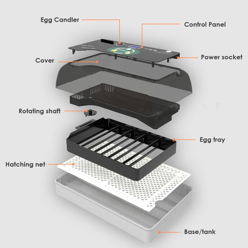 AC 110-220V Automatic Incubator 20 Chick Egg Large Capacity Incuator Digital Temperature Control Brooder Quality Hatchery Machine Black+White