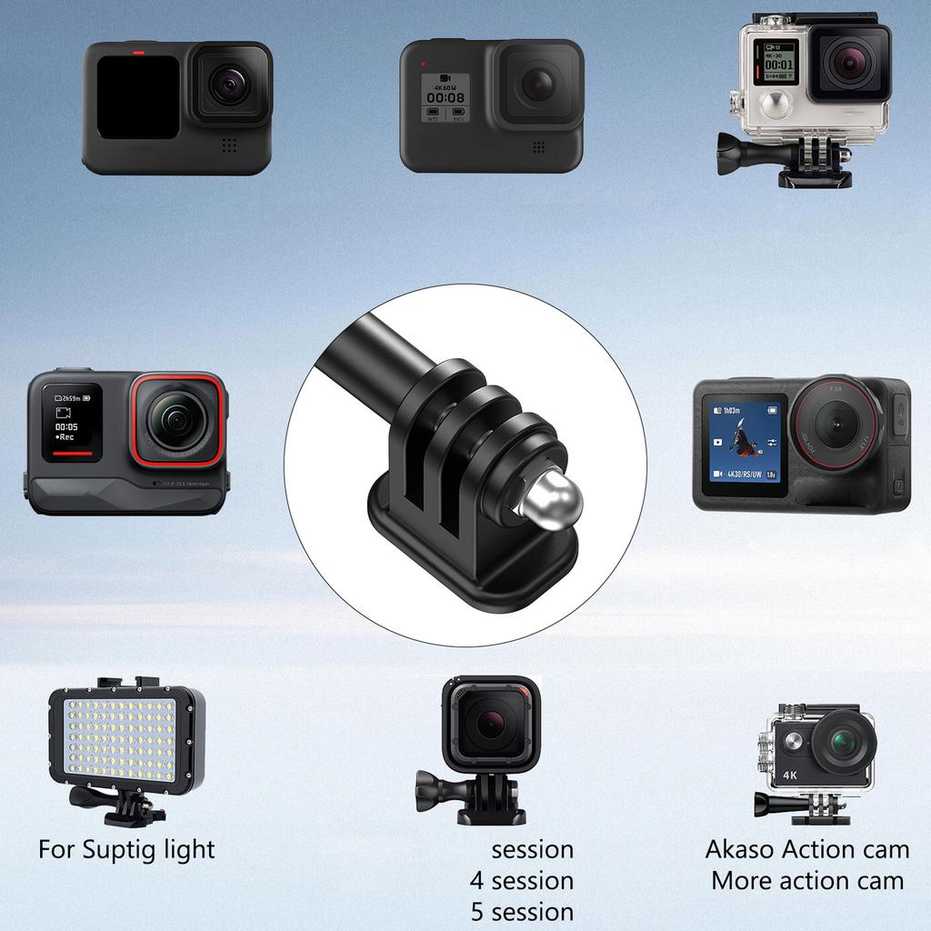 1 4 Zoll Stativhalterungsadapter für Actionkamera Kompatibel mit Einbeinstativ Selfie-Stick Tragbar