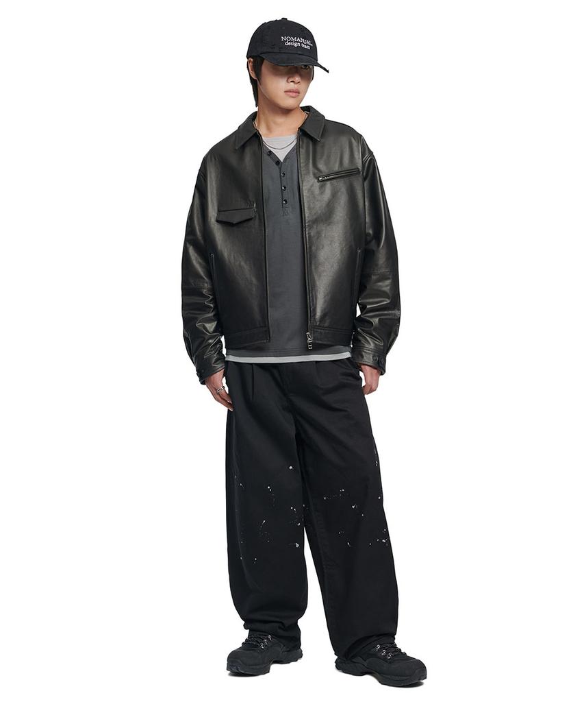 Nomaenyueol Painted Two Tuck Pants - Black