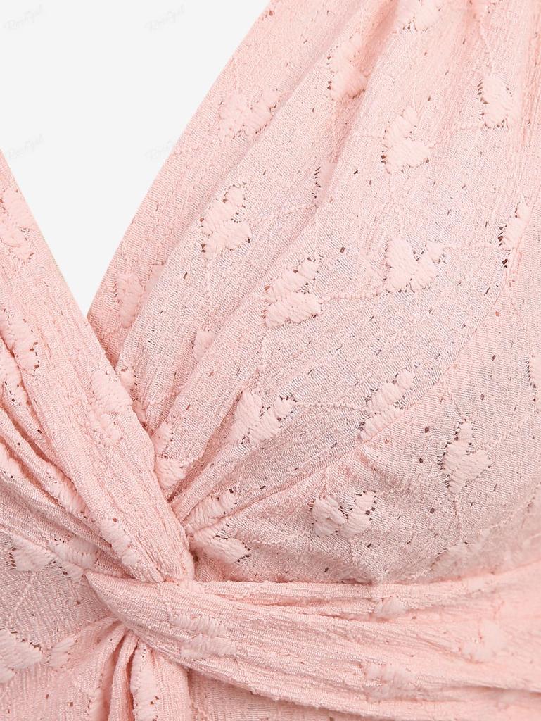 Rosegal Übergröße, Spitzenbesatz, gedreht, Schmetterlingsstickerei, Häkel-Optik, ausgehöhlt, strukturiertes Oberteil