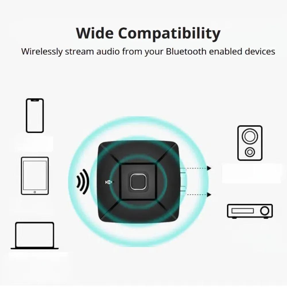 Bluetooth 6.0 Audio Receiver Wireless Stereo Music Hi-Fi 3.5mm Jack 2RCA Adapter Receivers with Mic for Car Speaker PC