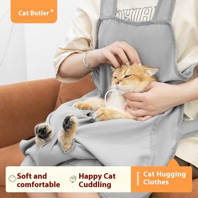 Cat Butler Summer Anti-Shedding Pet Apron with Foot Openings Lightweight Cat Clothing for Grooming