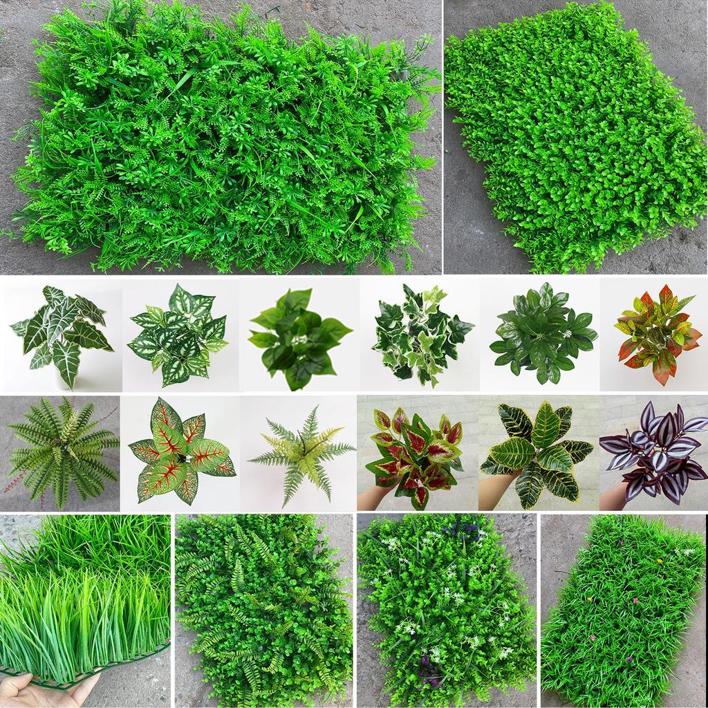 50×50cm Artificial Green Plant Wall - Plastic Vertical Garden, Fake Flower Wall, Synthetic Turf Background