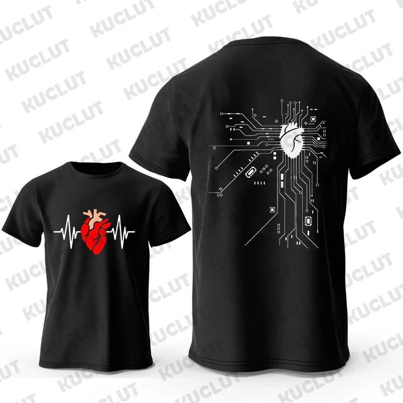 Camiseta Gráfica de Circuito de Processador CPU Masculina Verão Camiseta Placa de Circuito ECG Tops Masculinos Camisetas Fashion Frente e Verso Homme Roupas Unisex