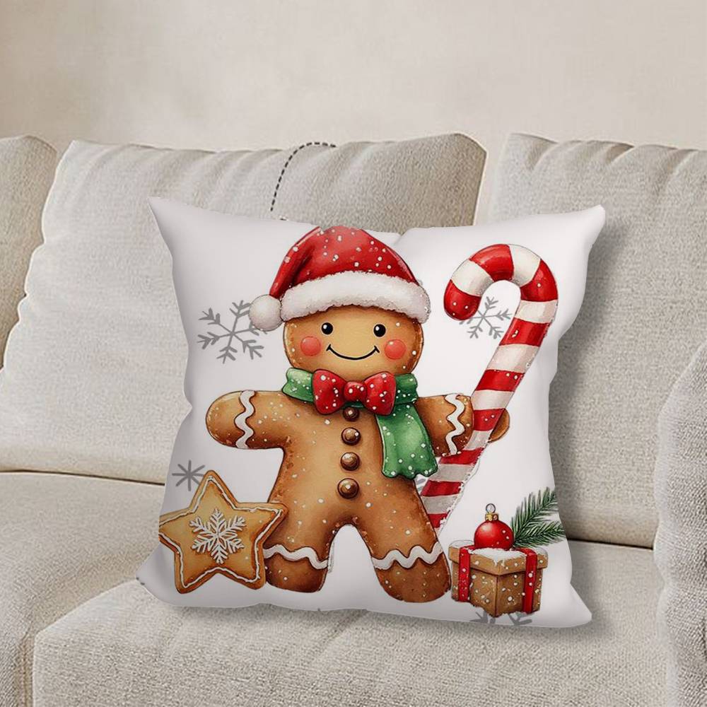 Christmas G-gingerbread Art Pillow Case Sofa Living Room Bedroom Headboard Backrest Cushion Square Cushion Nap Time