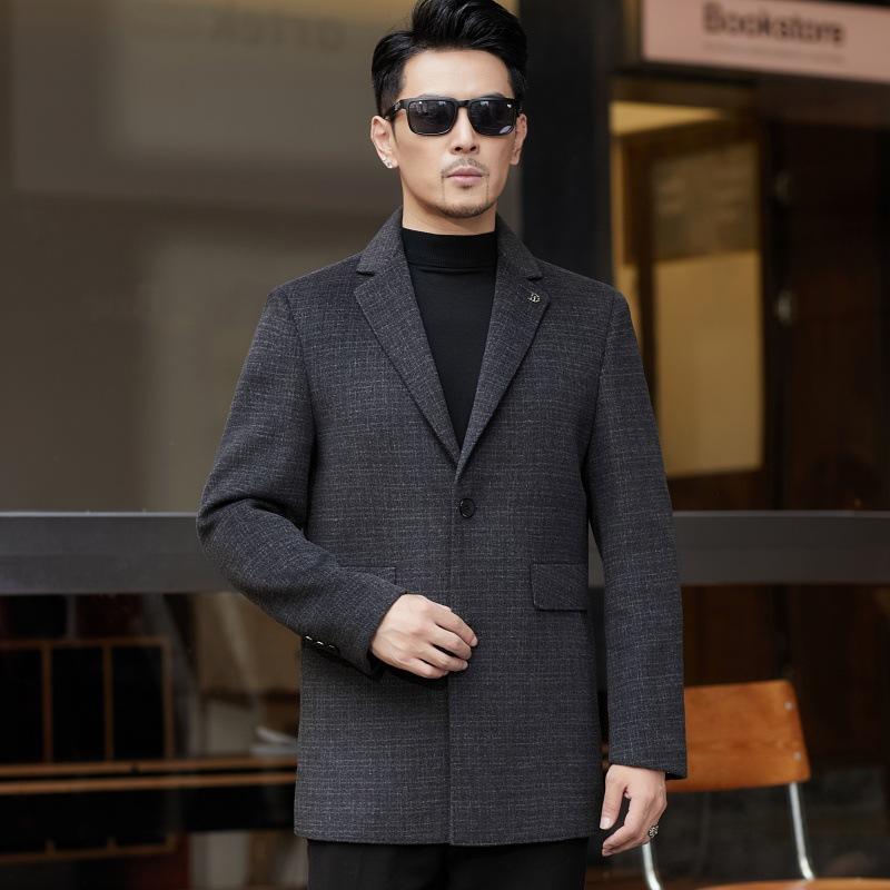 

Зимнее двухстороннее кашемировое пальто мужское шерстяное пальто средней длины костюм со съемным воротником пуховая подкладка сверху 195