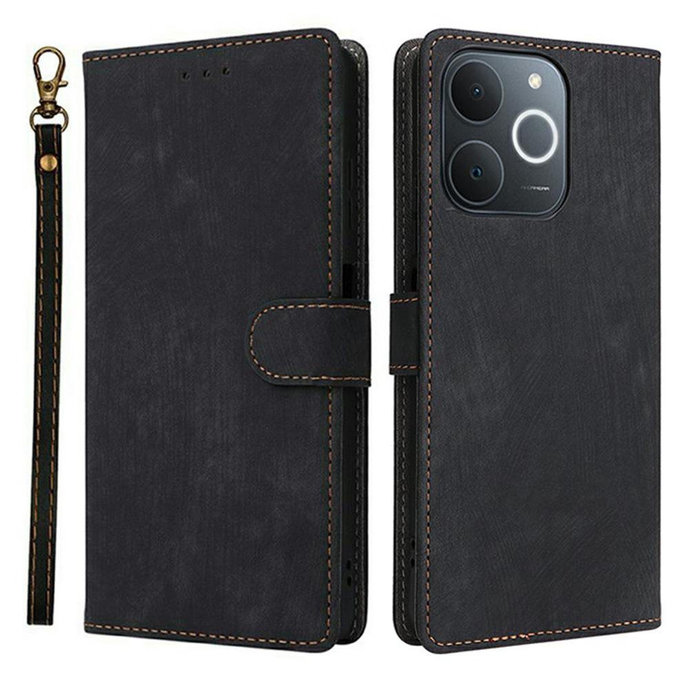 Etui portfelowe dla Realme Note 70T 4G/Note 70 4G/Narzo 80 Lite 4G/Realme C71 4G (Indie) Blokujący RFID Pokrowiec na telefon ze skóry PU z podstawką i paskiem