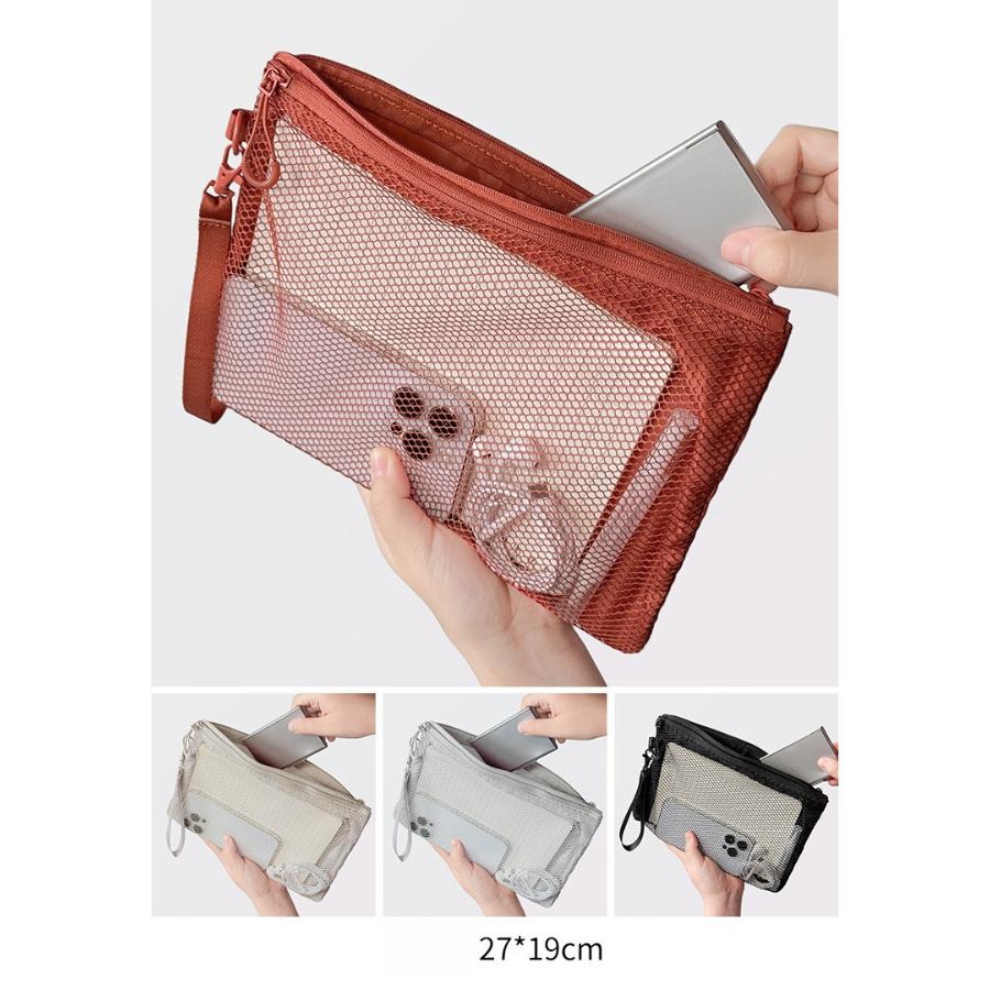 Mesh Double Zipper Travel Toiletry Bag, Portable Breathable Cosmetic Organizer, Compact Toiletry Pouch for Men Women