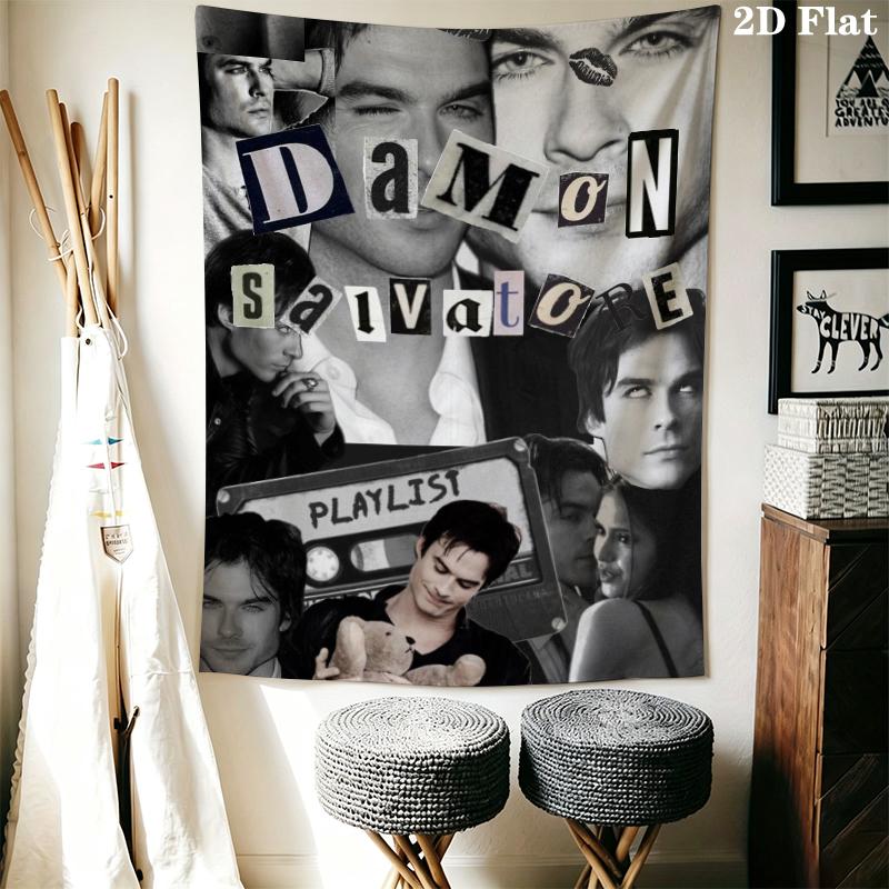 The Vampire Diaries Wall Tapestry Aesthetic Wall Hanging Printed Fabric Blanket Decorative Tapestries for Bedroom Living Room Home Decor