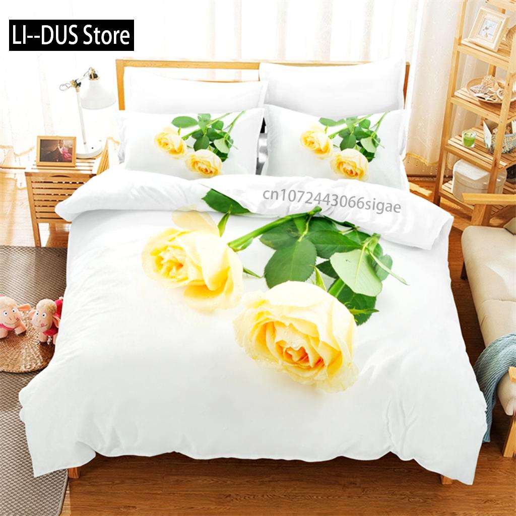 Beautiful Flowers Bedding Set Duvet Cover Set 3d Bedding Digital Printing Queen Size Bedding Sets Fashion Design