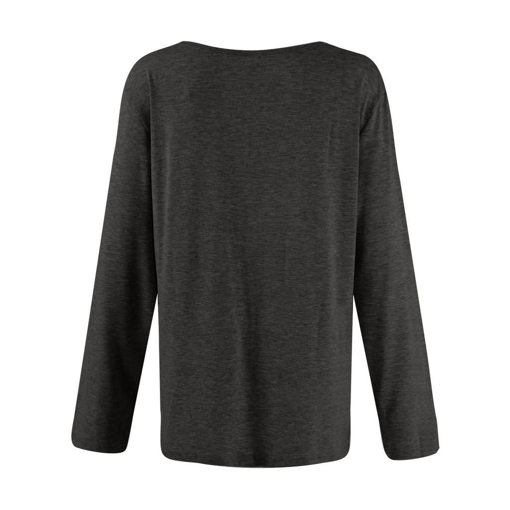 Women's V-neck Solid Color Casual Loose Long Sleeve T-shirt Top