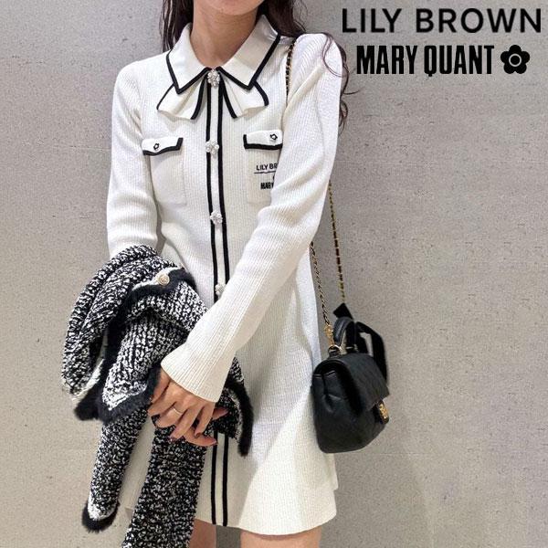 SALE30%OFF LILY BROWN Dress 25 Autumn/Winter [LILY BROWNMARY QUANT] Bijou mini knit dress with daisy button Long sleeve Mini length Marikwa