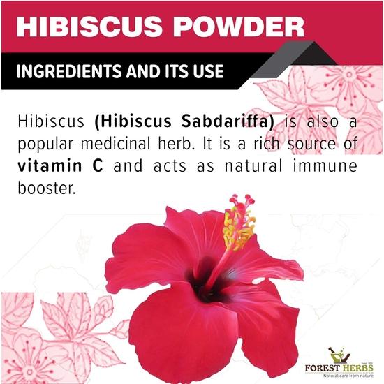 The Forest Herbs Natural Care From Nature Pure Hibiscus Flower Powder 200g (Pack Of 1) | Ideal for Hair pack, Face pack, Eating, and Hibiscus tea