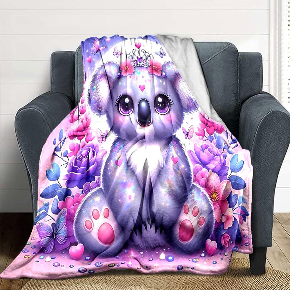 1pc Koala Princess blanket Lightweight Flannel Throw for Sofa Bed Travel Camping Livingroom Office Couch Chair