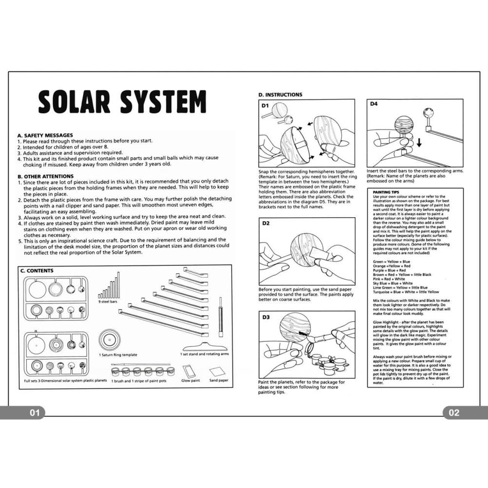 DIY Solar System 9 Major Planets Toy with Paint and Brush Nine Planets Experiment Project Model Kid Learning Education Science Toy