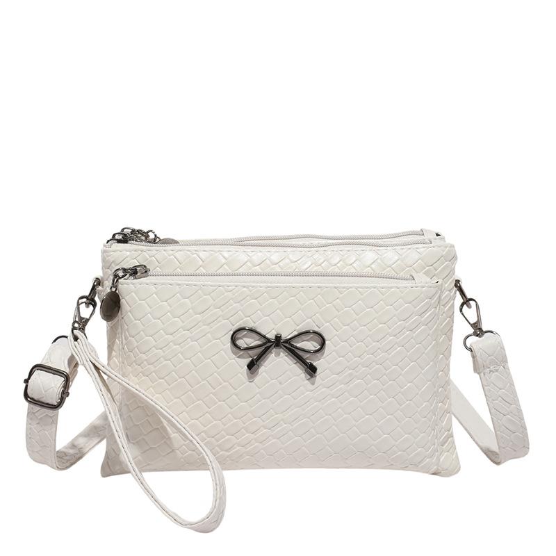 

Маленькая квадратная сумка с плетеным узором, женский многослойный клатч, наплечная сумка кросс-боди белый