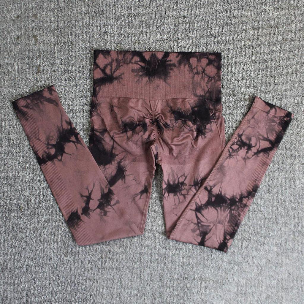 Exclusive Tie-Dye High-Waisted Peach Lift Yoga Pants - Seamless, Thick, and Long for Europe and America