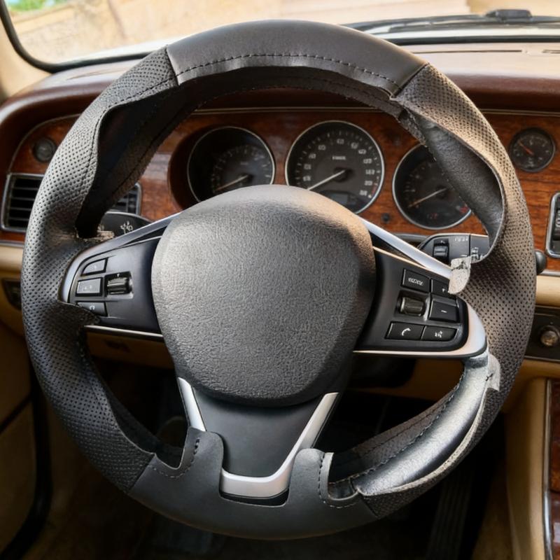 Black Car Steering Wheel Braid Cover For BMW F45 F46 X1 F48 X2 F39 Microfiber Leather Steering Wrap Auto Accessories Black Thread