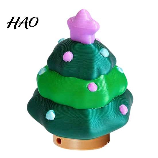 Christmas Tree Pendant Fidget Clicker Keychain, 3D Printed Shaped Stress Relief Desktop Ornament Toy, Holiday Sensory Figure Key Ring Accessory