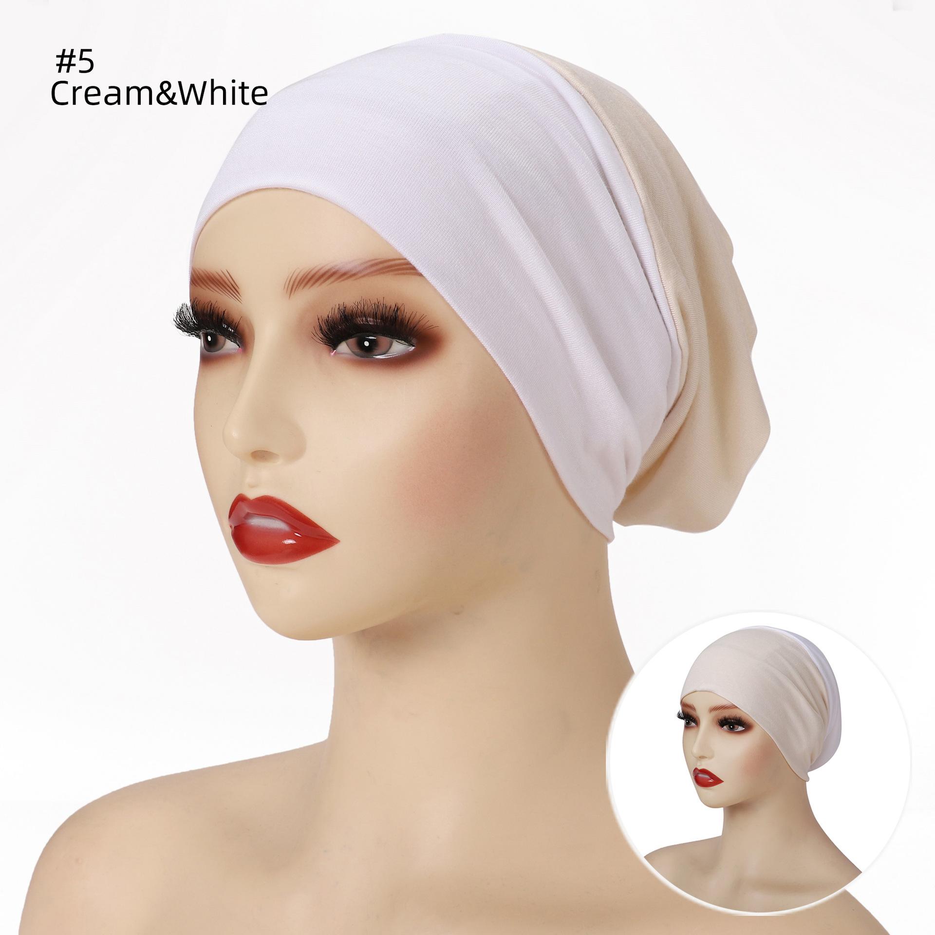 

Модная двухцветная внутренняя шапочка-хиджаб для женщин, хлопковый трикотаж, подхиджаб, подшапочка для хиджаба, исламский головной платок, обертывания, тюрбан, повязка на голову