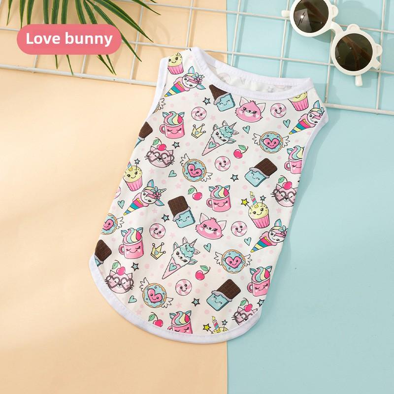 Puppy Dog Cat Clothes Cartoon Autumn Cute Vest, Comfortable Print Vest