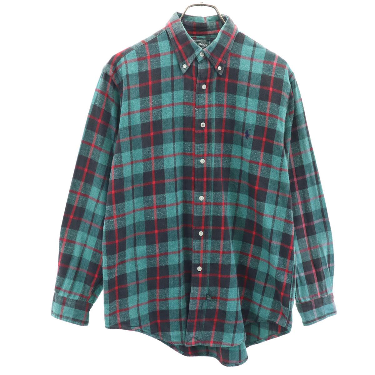 

POLO COUNTRY RALPH LAUREN 80-е 90-е Винтажная рубашка из хлопка с длинным рукавом в клетку тартан Мужская Б/у