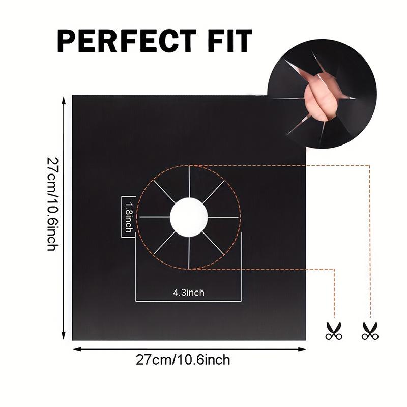 27x27cm Teflon 4-Piece Gas Stove Protective Mats - Oil & Stain-Proof Kitchen Supplies