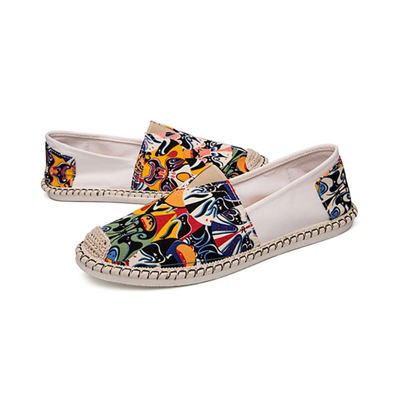 

New Style Chinese style Unisex Canvas Shoes Sewn Pattern No Lace Up Casual Shoes Fashion Breathable Walking Shoes 39