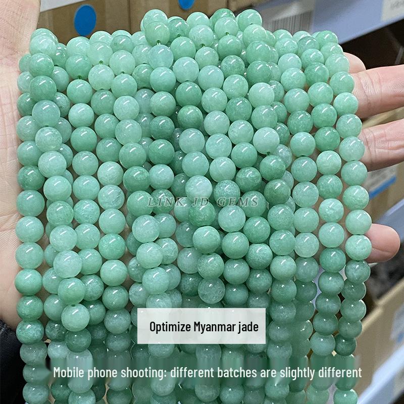 Jinde Jewelry Dark Green Burmese Jade Round Beads Bracelet DIY Accessories
