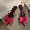 Fashion Big Size 43 Elegant Women Heeled Sandals Shoes Female Pointed Toe Footwear Fashion Butterfly-Knot Ladies Heels Sandals Shoes