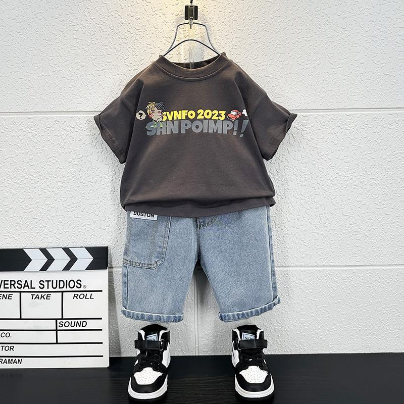 Boys' Summer Clothes Short Sleeved Set Babies' Summer Clothes Children's Cool and Handsome Two-piece Set Trendy