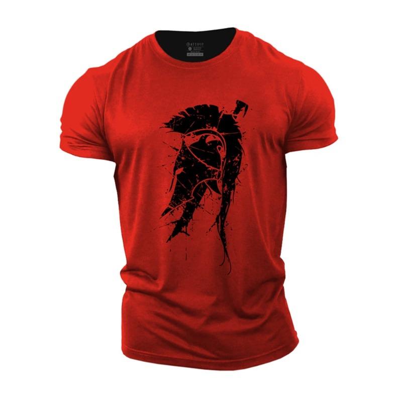 Men's 3D Short Sleeved T-shirt with Spartan Pattern