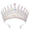 Baroque Queen Large Crystal AB Crowns For Bridal Women Girls Wedding Tiaras Diadem Comb Princess Party Hair Dress Jewelry