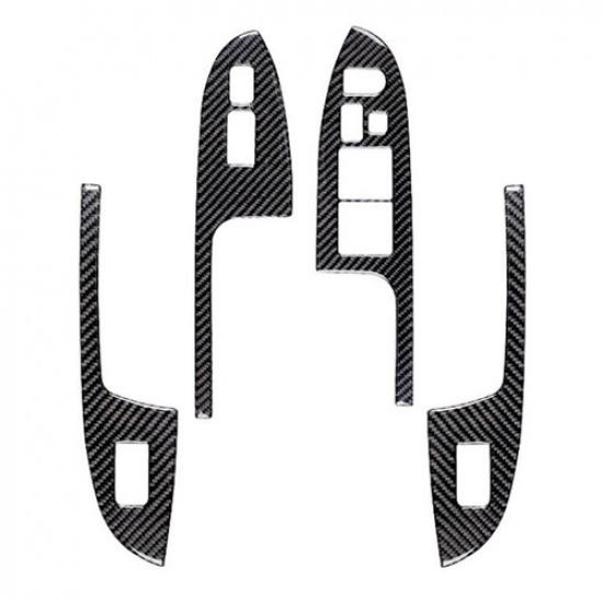 4Pcs Carbon Fiber Window Lift Switch Cover Trim Fits Honda Accord Sedan 2003-07