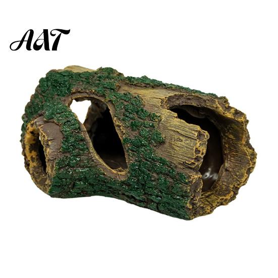 Nicht verblassende Aquarium-Dekoration Verrotteter Baum Reptilienversteck, Loch Aquarium Fische Garnelen PVC-Ornament Versteckhöhle, Gecko-Unterschlupf für Terrarien-Dekoration