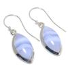 Natural Blue Lace Agate Gemstone 925 Solid Sterling Silver Earring 1.50" N7T51
