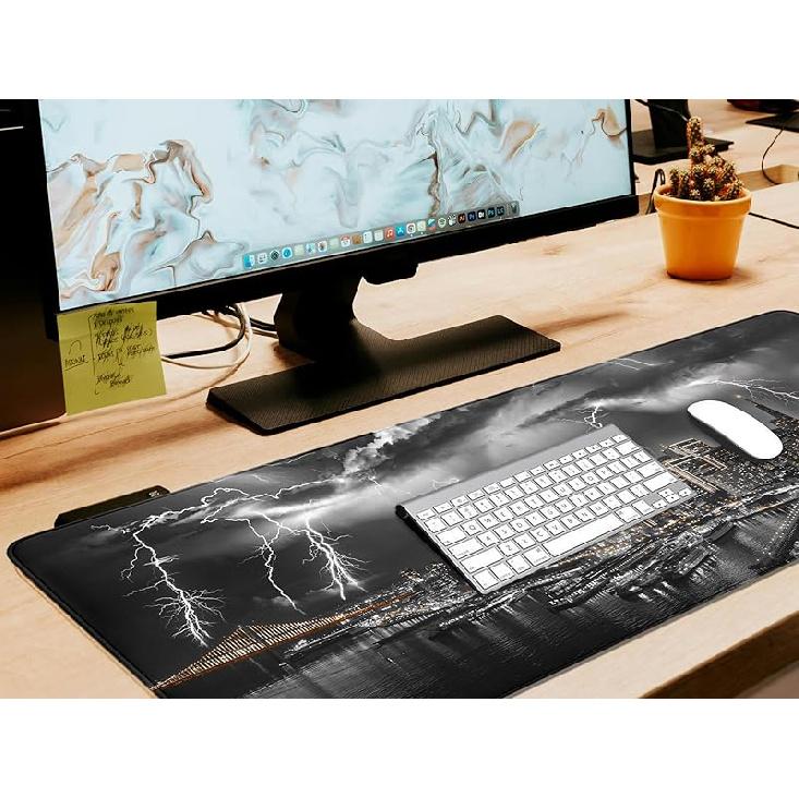 San Francisco Desk Pad Soft Smooth Surface and 3mm Anti-Slip Rubber Base, Mouse Pads, Keyboard and Mousepad Desk Mat with Stitched Edge for Home and San Francisco-06