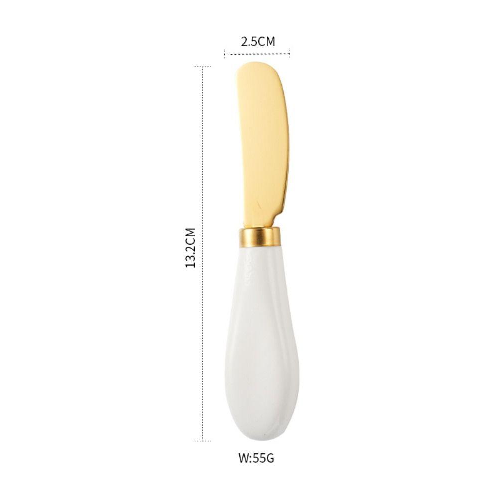 

Portable Stainless Steel Cheese Knife Ceramic Handle Bread Jam Butter Knife Wipe Cream Kitchen Tools Party золотой