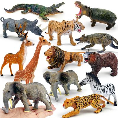 12 Wildtier-Spielzeugmodelle simulieren Löwen, Giraffen und Tiger, realistisches Weihnachtsgeschenk-Spielzeug und interessante Heimdekorationen