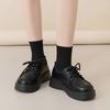Genuine leather British style small leather shoes 2025 new black versatile work single shoes lace-up platform loafers