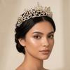 Shiny Baroque Crown Gold Rhinestone Crown Luxury Princess Tiara  Dress Accessories