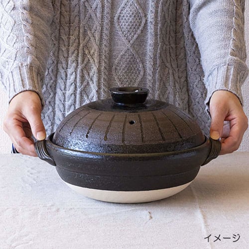 Saji Pottery Banko Ware Three-in-One Healthy Earthenware Pot (with Inner Lid and Slatted Base), Sabicha Tokusa (Ruby Tea Tokusa) Color, Made in Japan,