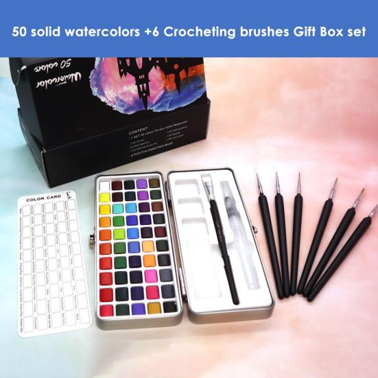 1 Set Solid Watercolor Set Solid Concentration 50/72/90 Colors DIY Portable Artist
