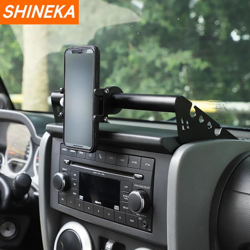 SHINEKA Center Console Phone Holder GPS Stand Support for Jeep Wrangler JK 2007 2008 2009 2010 2011-2017 Interior Accessories